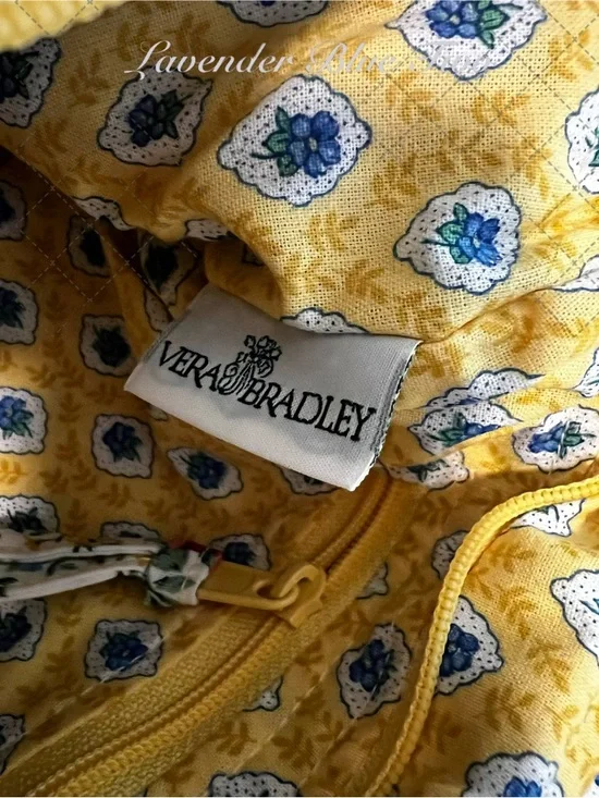 NEW Vintage VERA BRADLEY Elizabeth 1997 Hampton Zip Handles Yellow Blue Floral - Picture 13 of 14